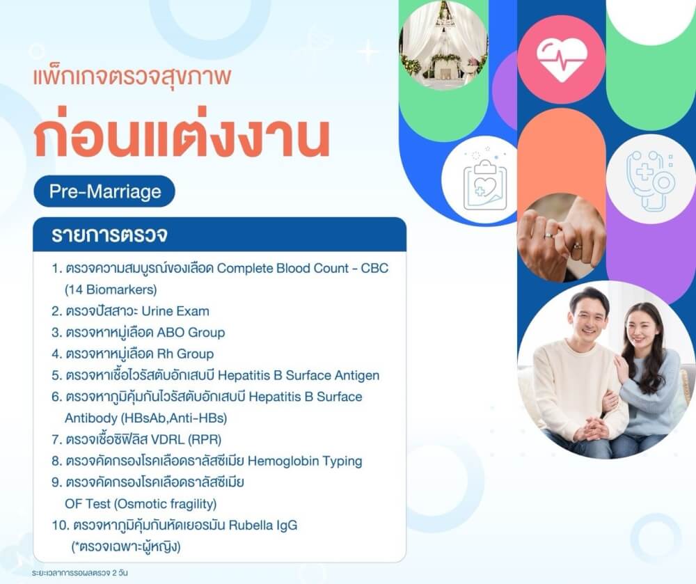 แพ็กเกจตรวจสุขภาพก่อนแต่งงาน สำหรับคุณผู้ชาย